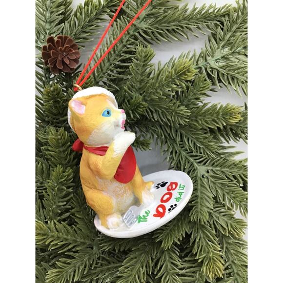 Cat Ornament 'The Dog Did It' Licking Paws Christmas Cat Lady Humorous Feline - Picture 5 of 7